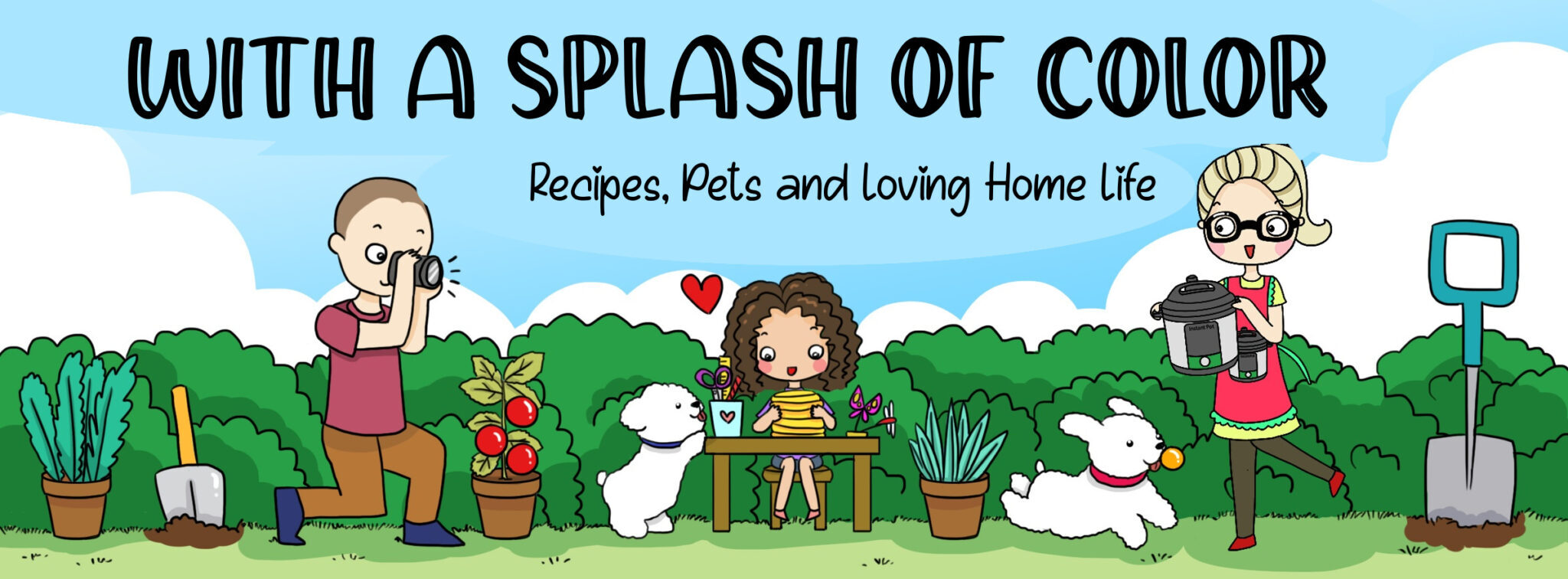 With a splash of color header and logo